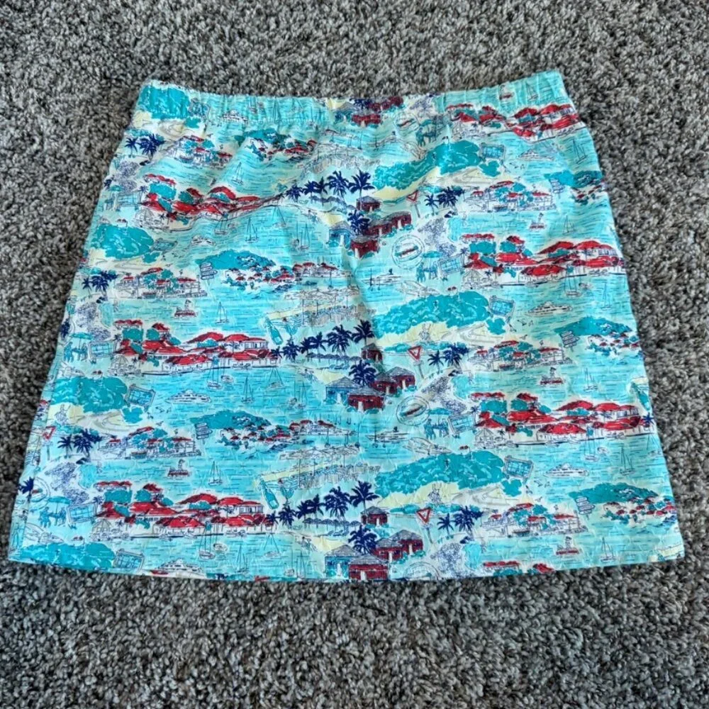 Vineyard Vines St. Barth's Island Print 100% Cotton Skirt Girl's Size 14